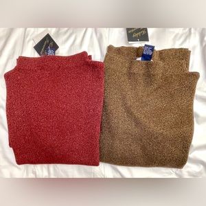 NWT NEW 2 Preston & York Holiday Traditions Metallic LS Red & Brown Sweaters XL